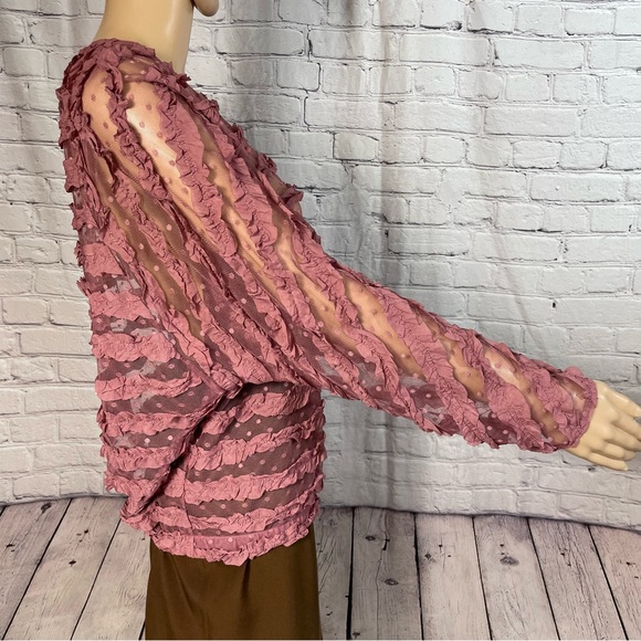 NWT New Zara Frill Ruffled Tulle Blouse Size S - Picture 5 of 12